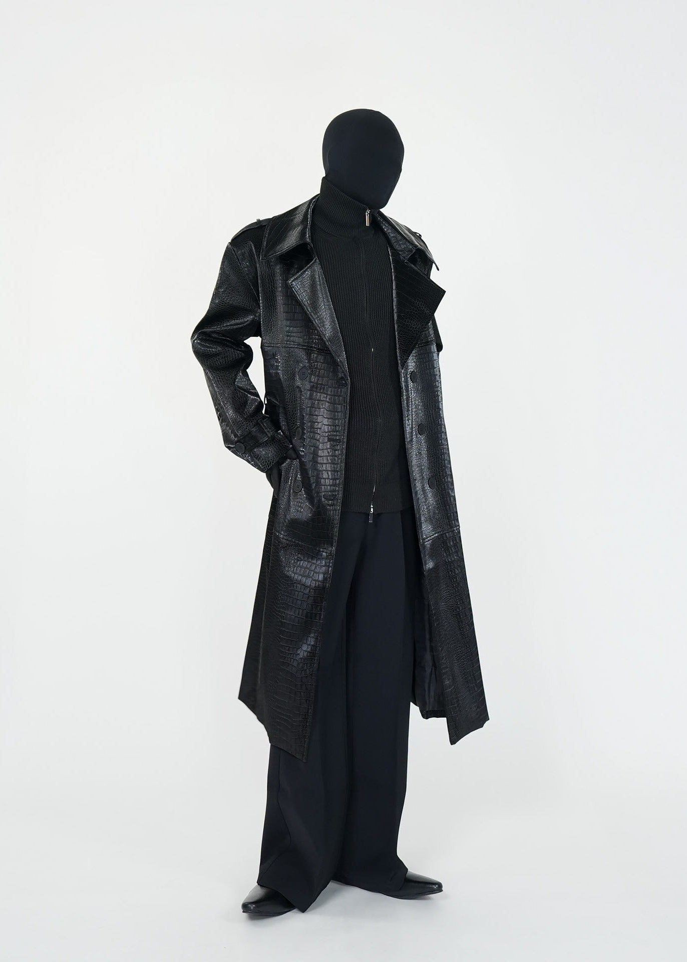 High - Neck PU Trench Coat - Rick Circus
