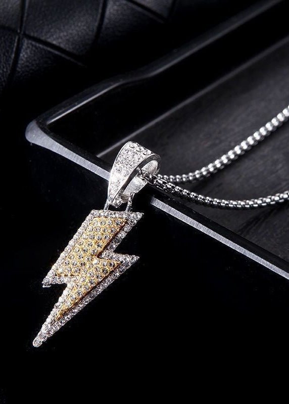 Iced Out Lightning Bolt Pendant Necklace - Rick Circus