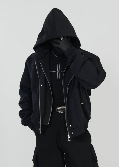 Layered Cropped Hoodie Jacket - Rick Circus