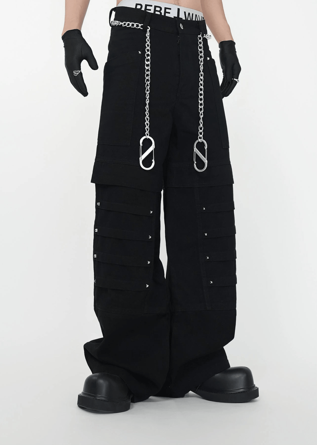 Layered Punk Wide - Leg Cargo Pants - Rick Circus