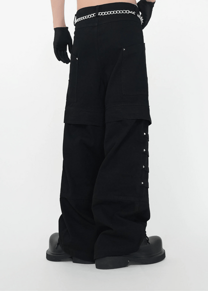 Layered Punk Wide - Leg Cargo Pants - Rick Circus