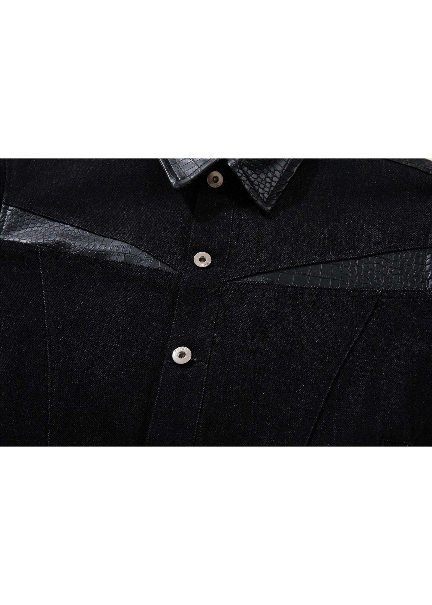 Leather Panel Denim Jacket - Rick Circus