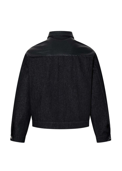 Leather Panel Denim Jacket - Rick Circus