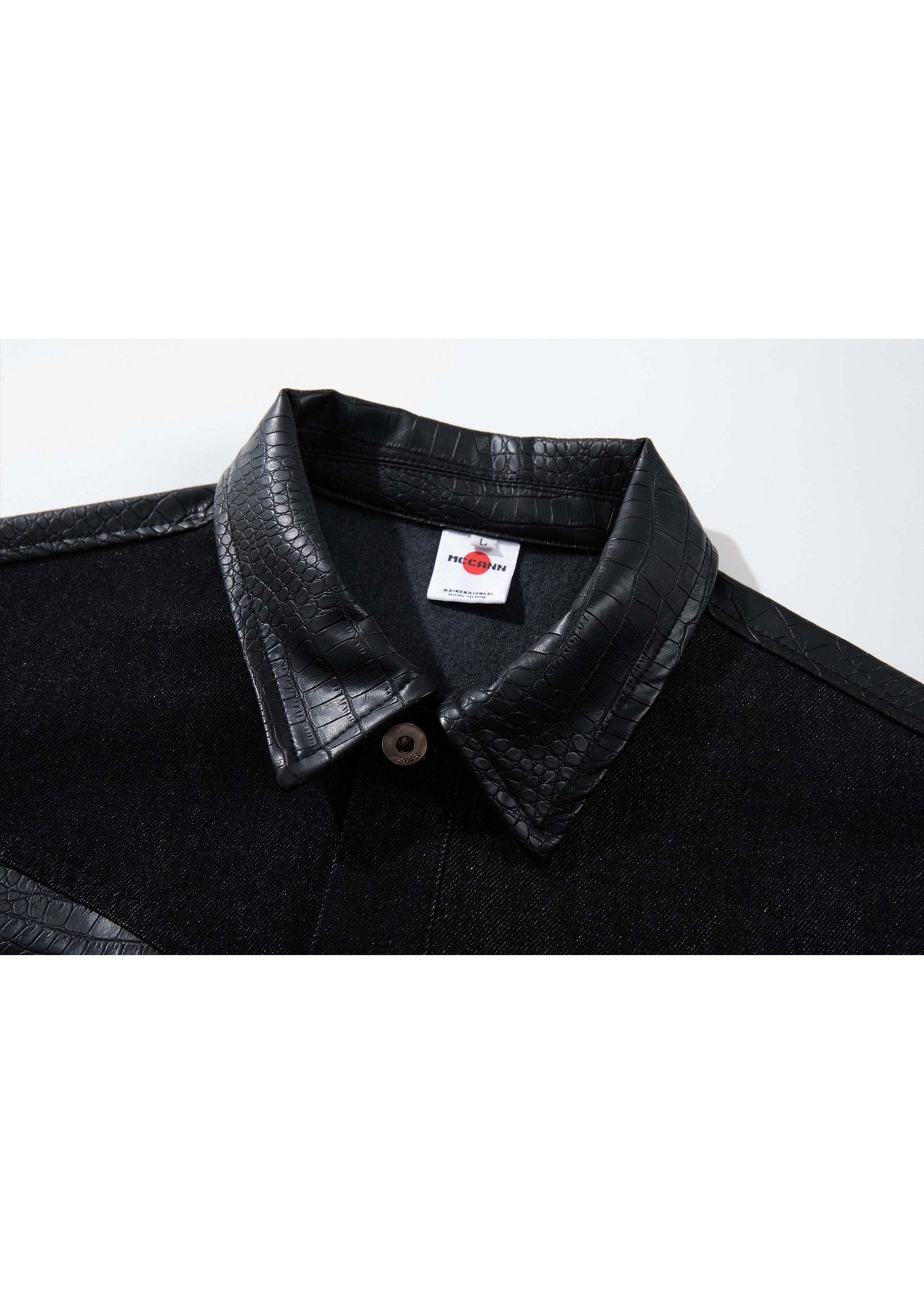 Leather Panel Denim Jacket - Rick Circus