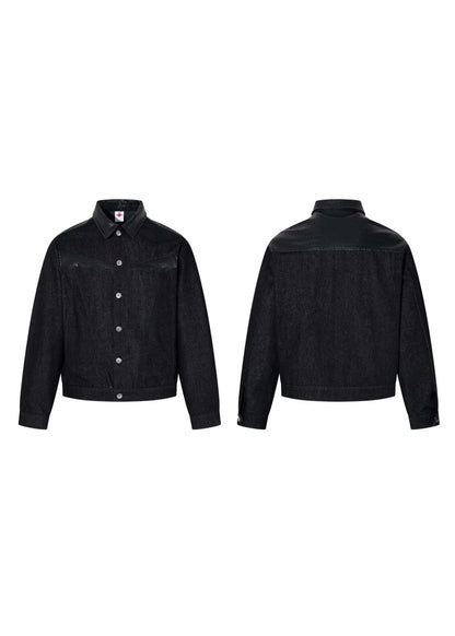 Leather Panel Denim Jacket - Rick Circus