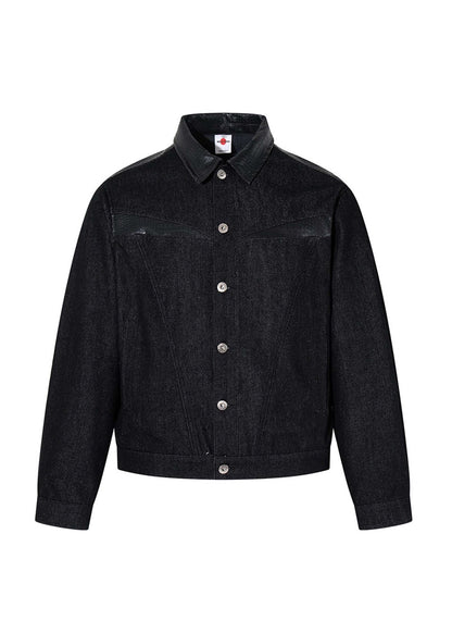 Leather Panel Denim Jacket - Rick Circus
