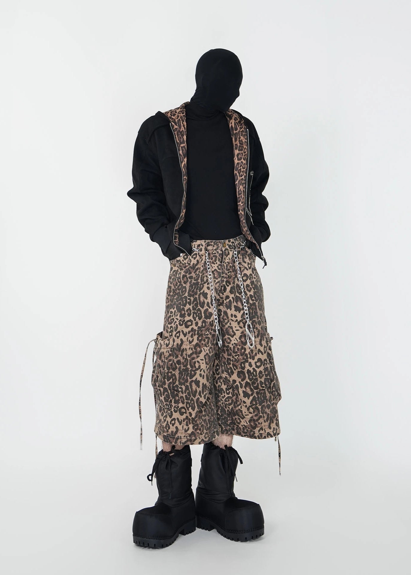 Leopard Lined Double - Zip Hooded Jacket - Rick Circus
