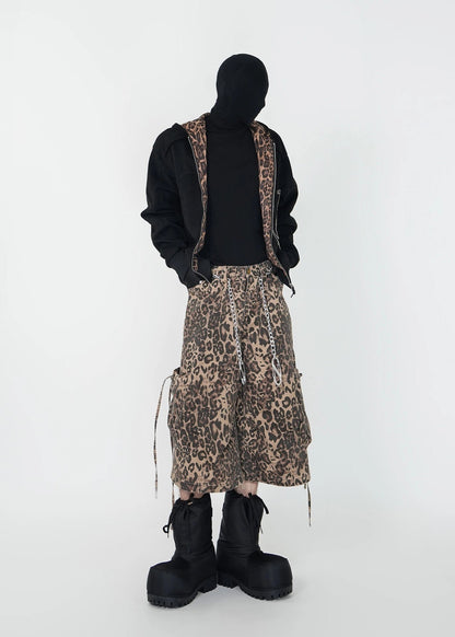 Leopard Lined Double - Zip Hooded Jacket - Rick Circus