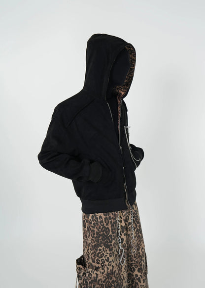 Leopard Lined Double - Zip Hooded Jacket - Rick Circus