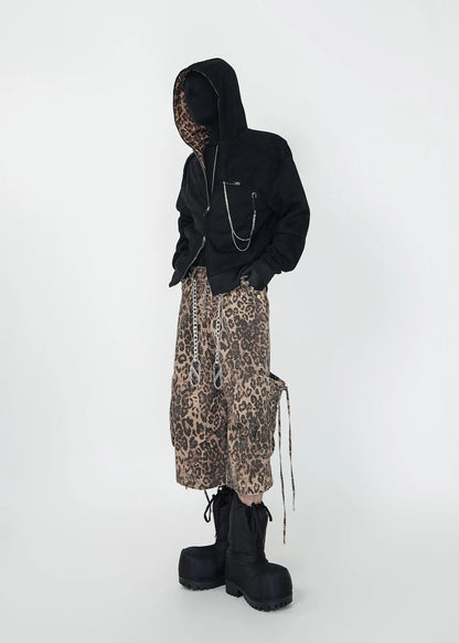 Leopard Lined Double - Zip Hooded Jacket - Rick Circus