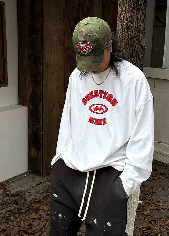 Letter Print Oversized Long Sleeve Tee - Rick Circus