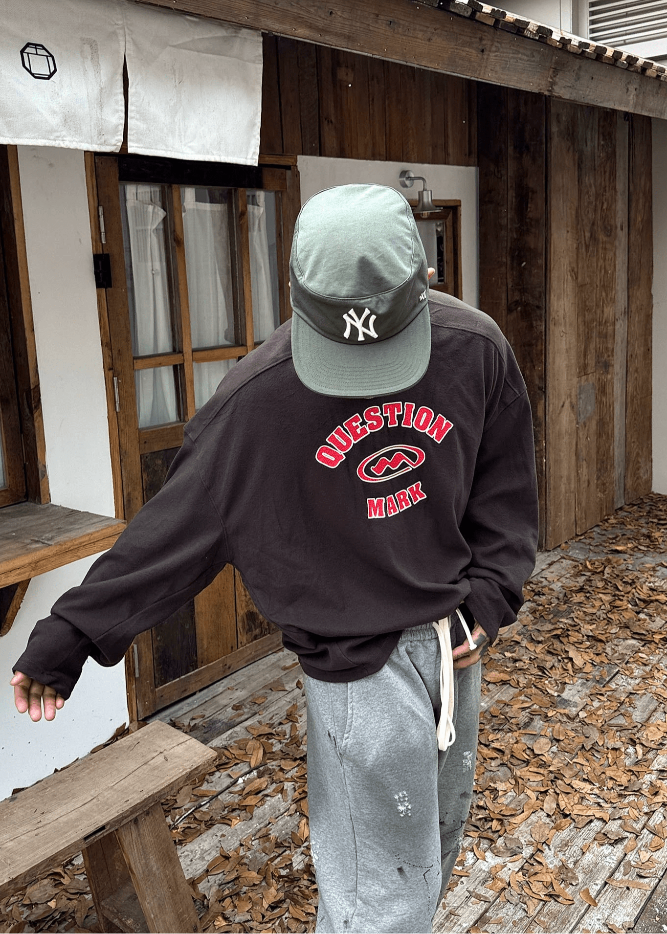 Letter Print Oversized Long Sleeve Tee - Rick Circus