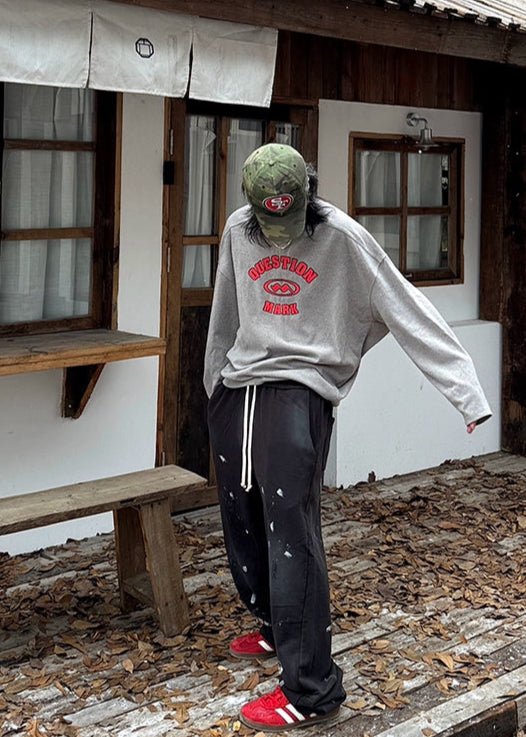 Letter Print Oversized Long Sleeve Tee - Rick Circus