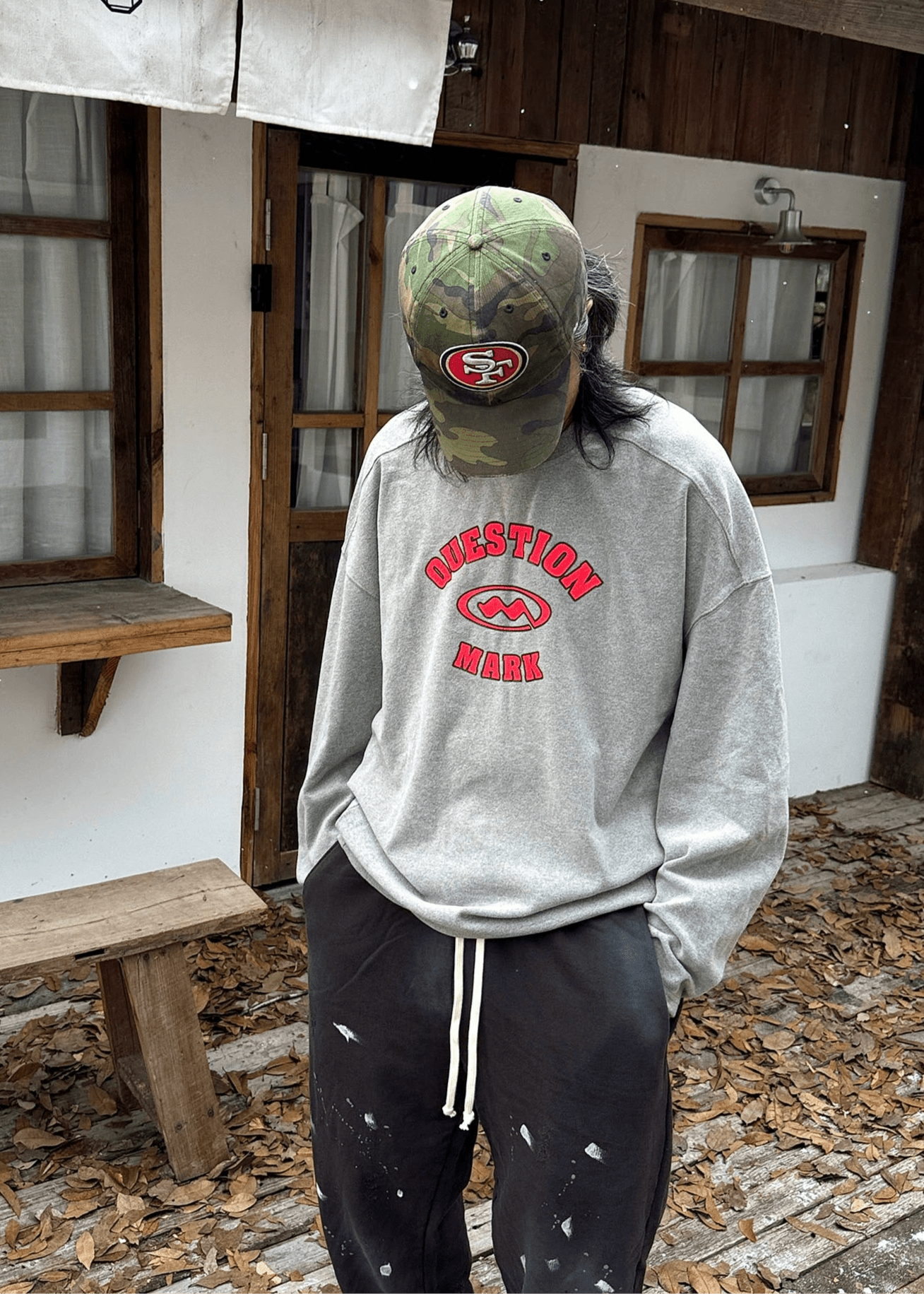 Letter Print Oversized Long Sleeve Tee - Rick Circus