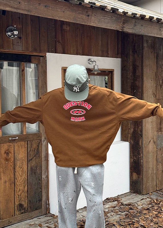 Letter Print Oversized Long Sleeve Tee - Rick Circus