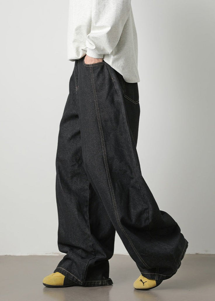 Loose Dark Denim Wide - Leg Jeans - Rick Circus