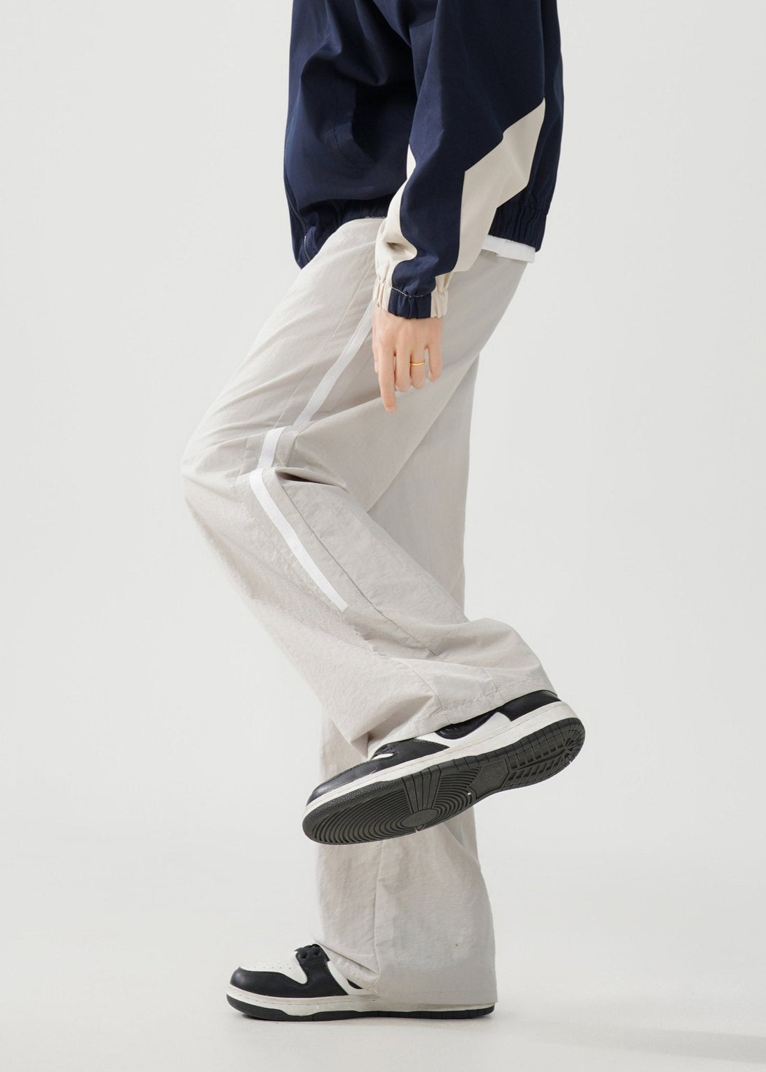 Loose Fit Wide - Leg Sweatpants with Contrast Stripes - Rick Circus