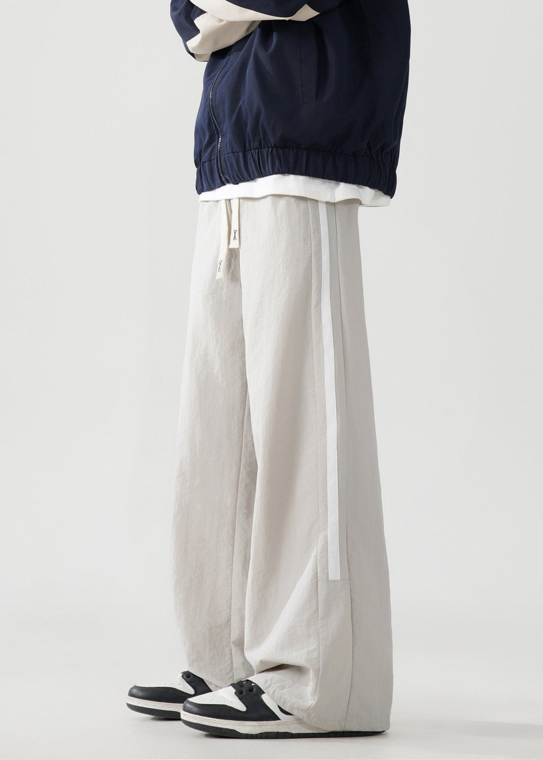 Loose Fit Wide - Leg Sweatpants with Contrast Stripes - Rick Circus