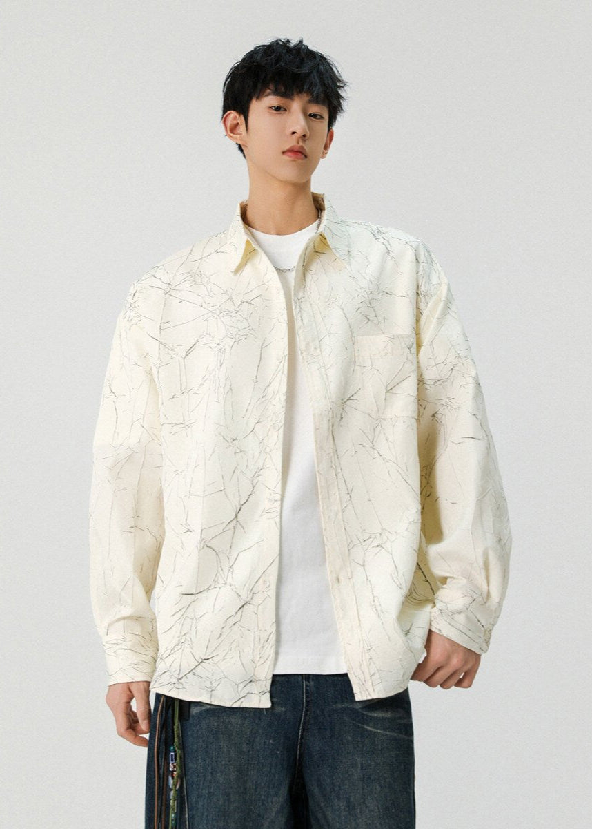 Marble Pattern Button - Up Shirt - Rick Circus