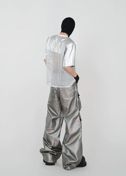 Mesh Paneled Faux Leather T-Shirt - Rick Circus