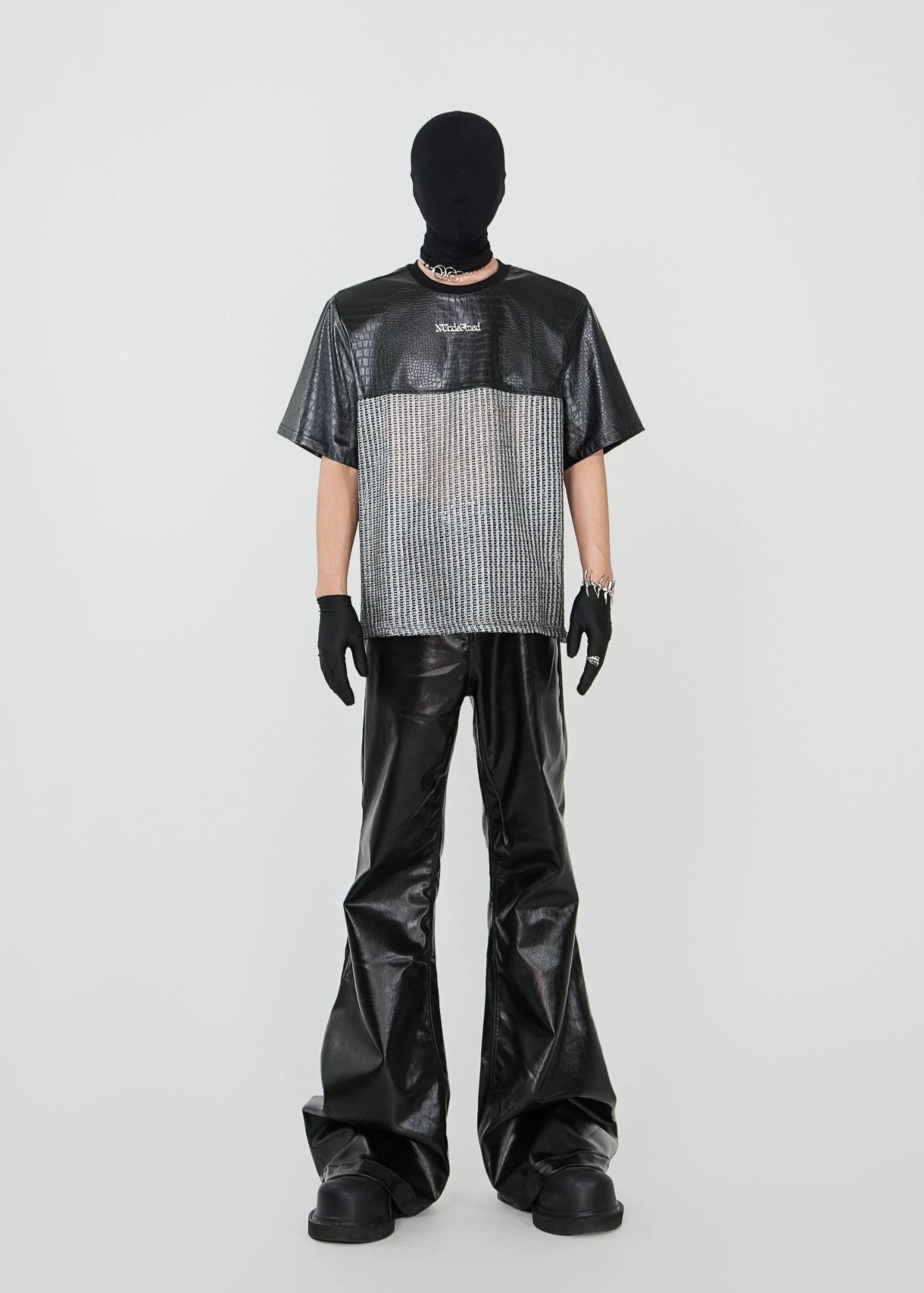 Mesh Paneled Faux Leather T-Shirt - Rick Circus