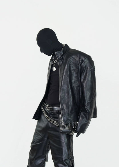 Metal Spine PU Leather Jacket - Rick Circus