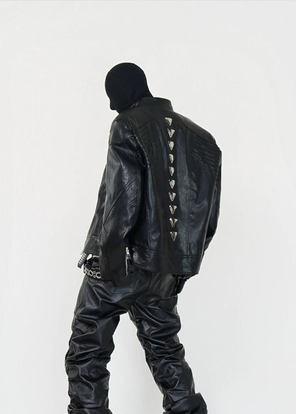 Metal Spine PU Leather Jacket - Rick Circus