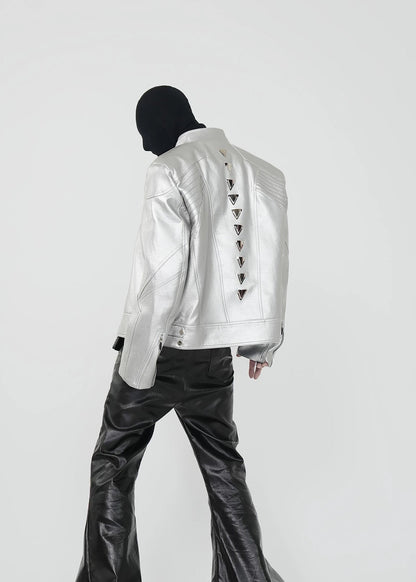 Metal Spine PU Leather Jacket - Rick Circus