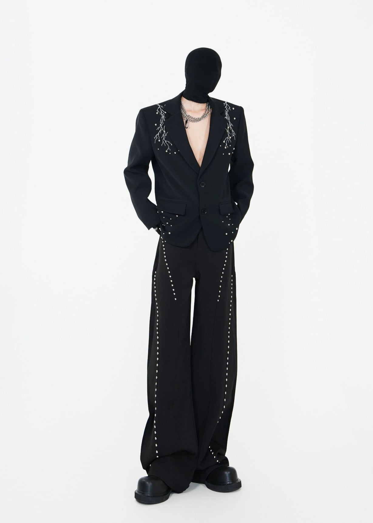 Metal Studded Blade - Cut Trousers - Rick Circus