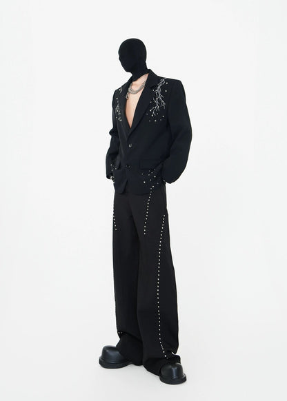 Metal Studded Blade - Cut Trousers - Rick Circus