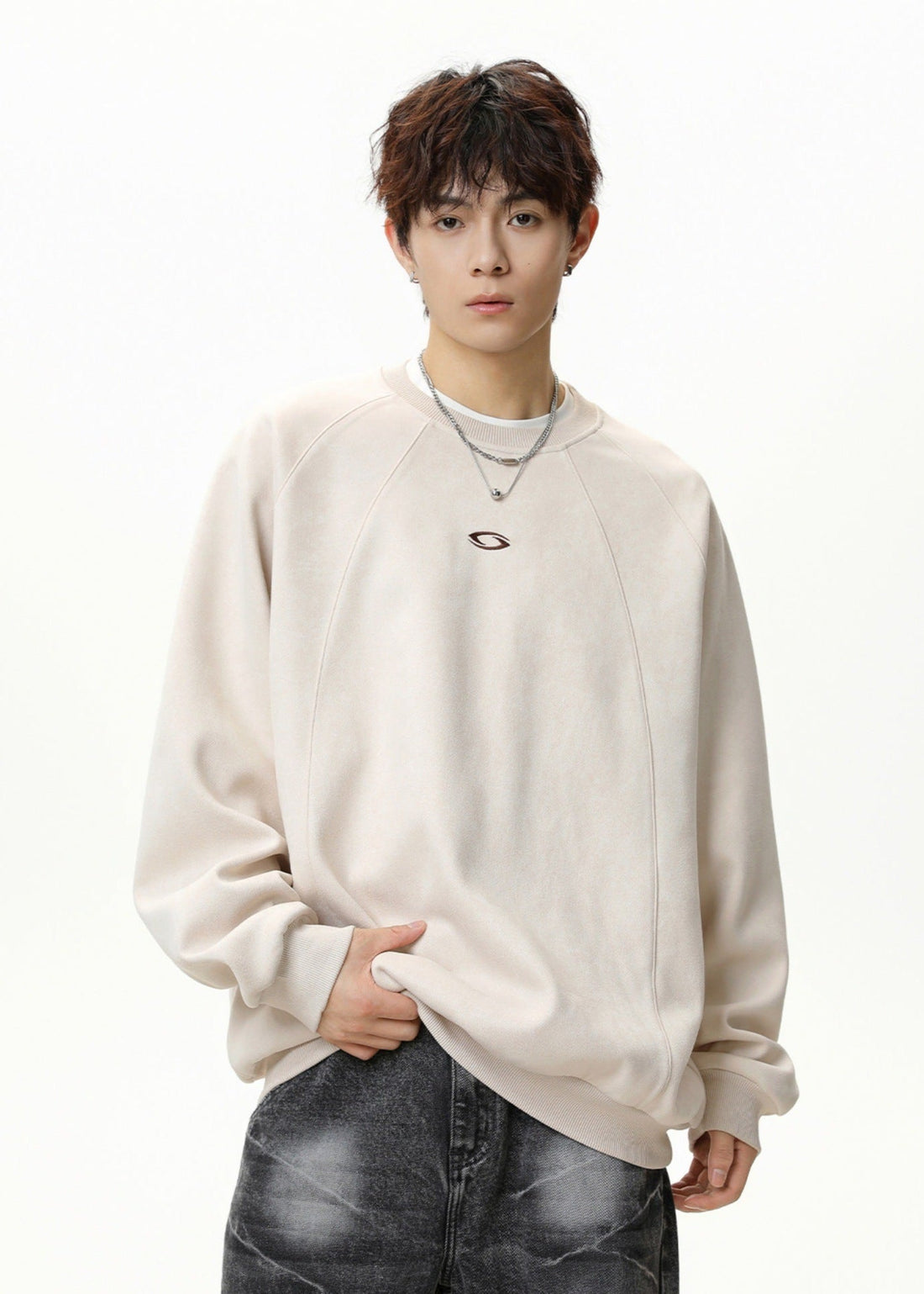 Minimal Embroidered Logo Crewneck Sweatshirt - Rick Circus