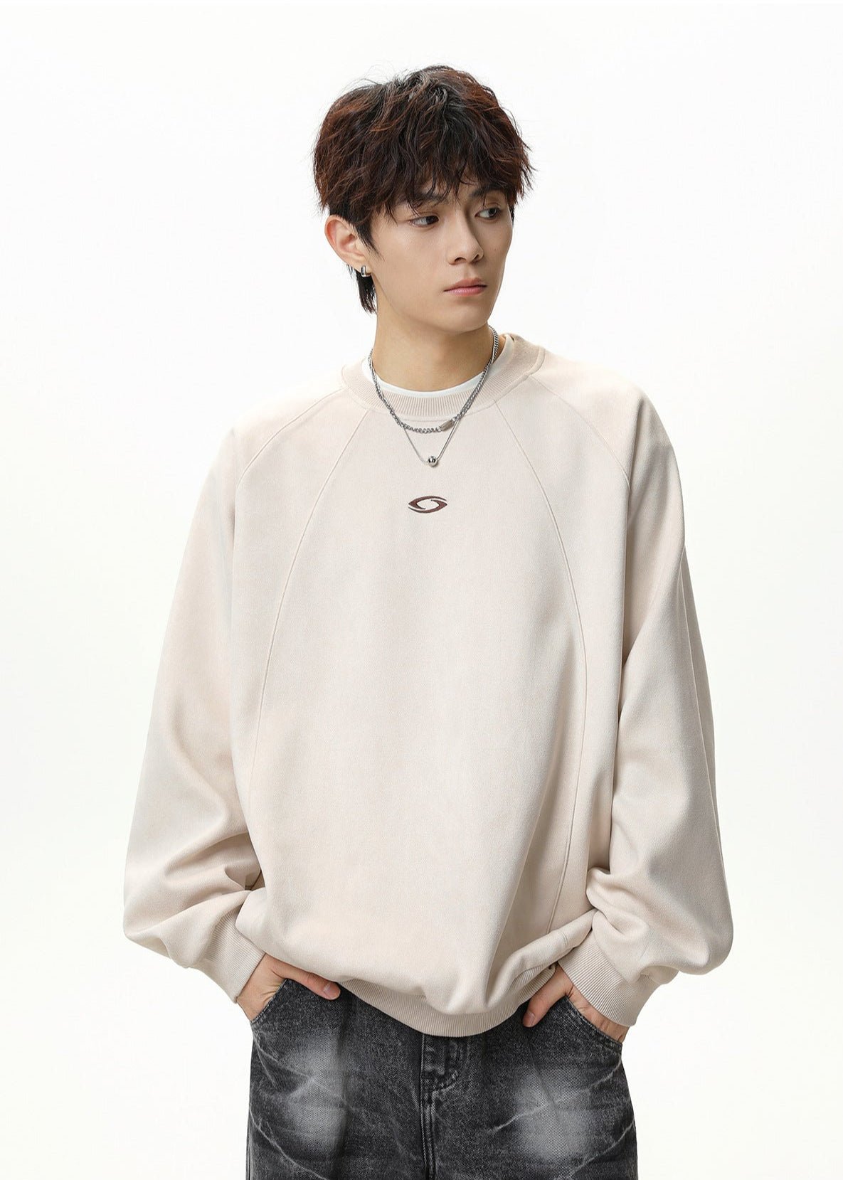 Minimal Embroidered Logo Crewneck Sweatshirt - Rick Circus
