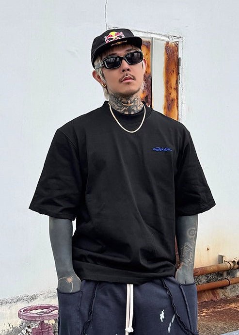 Minimal Embroidery Cotton Tee - Rick Circus