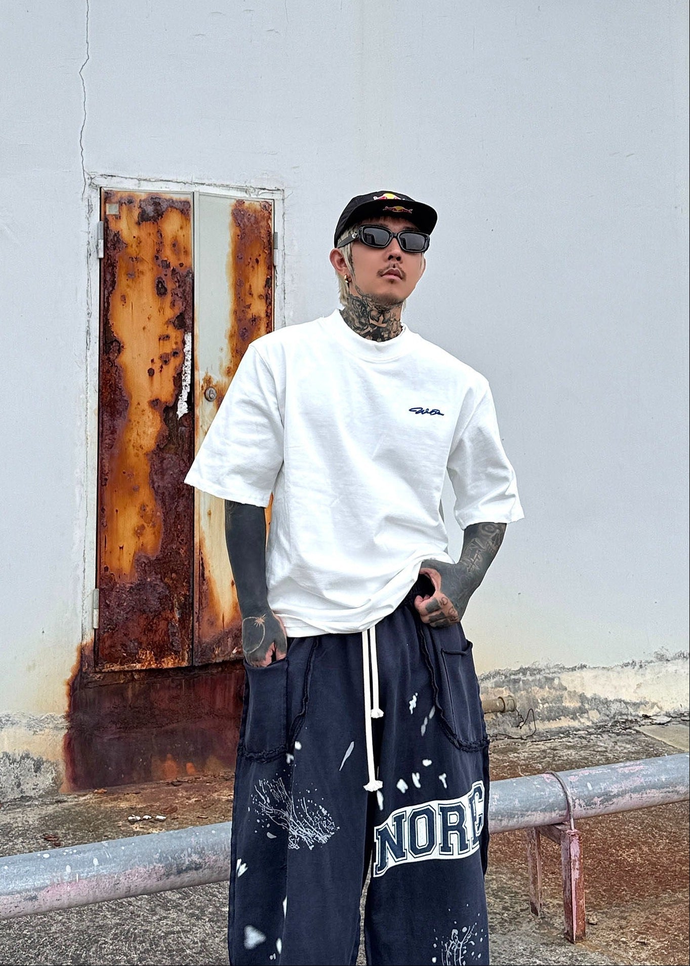 Minimal Embroidery Cotton Tee - Rick Circus