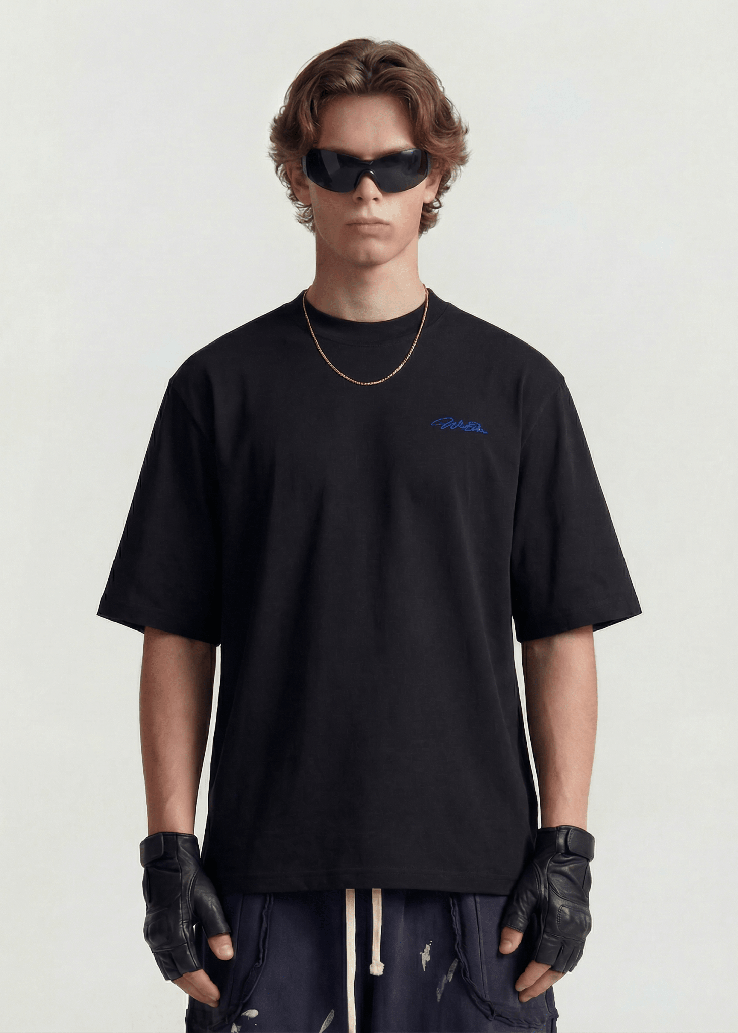 Minimal Embroidery Cotton Tee - Rick Circus
