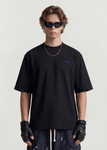 Minimal Embroidery Cotton Tee - Rick Circus