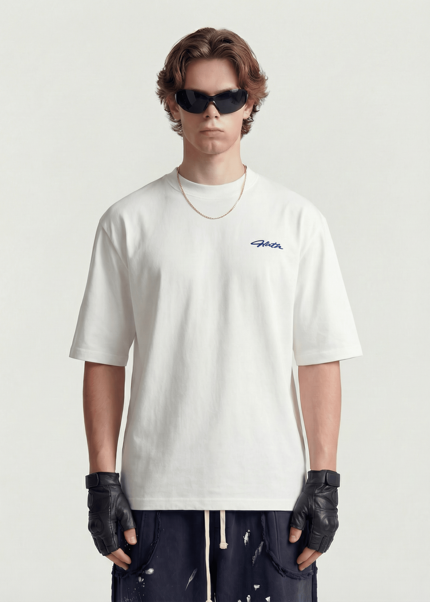 Minimal Embroidery Cotton Tee - Rick Circus