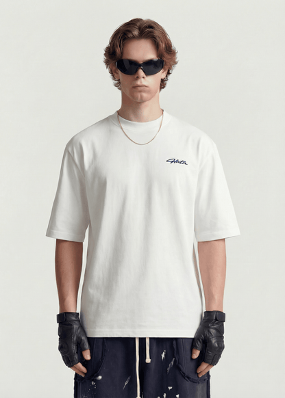 Minimal Embroidery Cotton Tee - Rick Circus