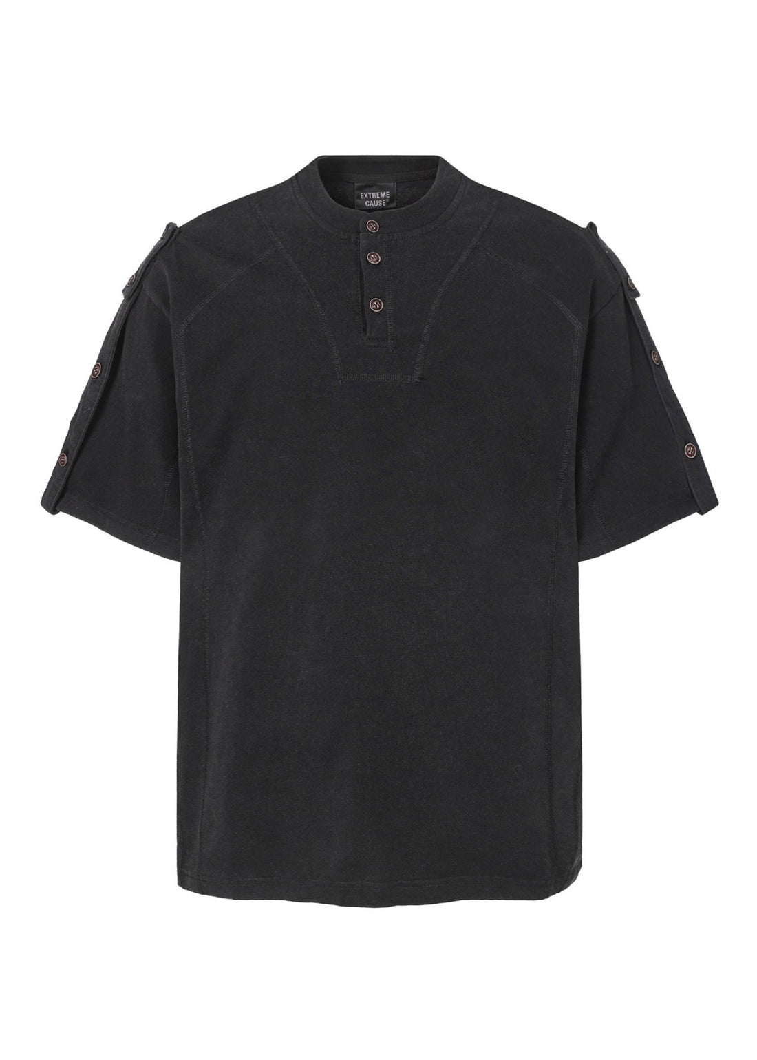 Minimal Streetwear Button Neck Tee - Rick Circus