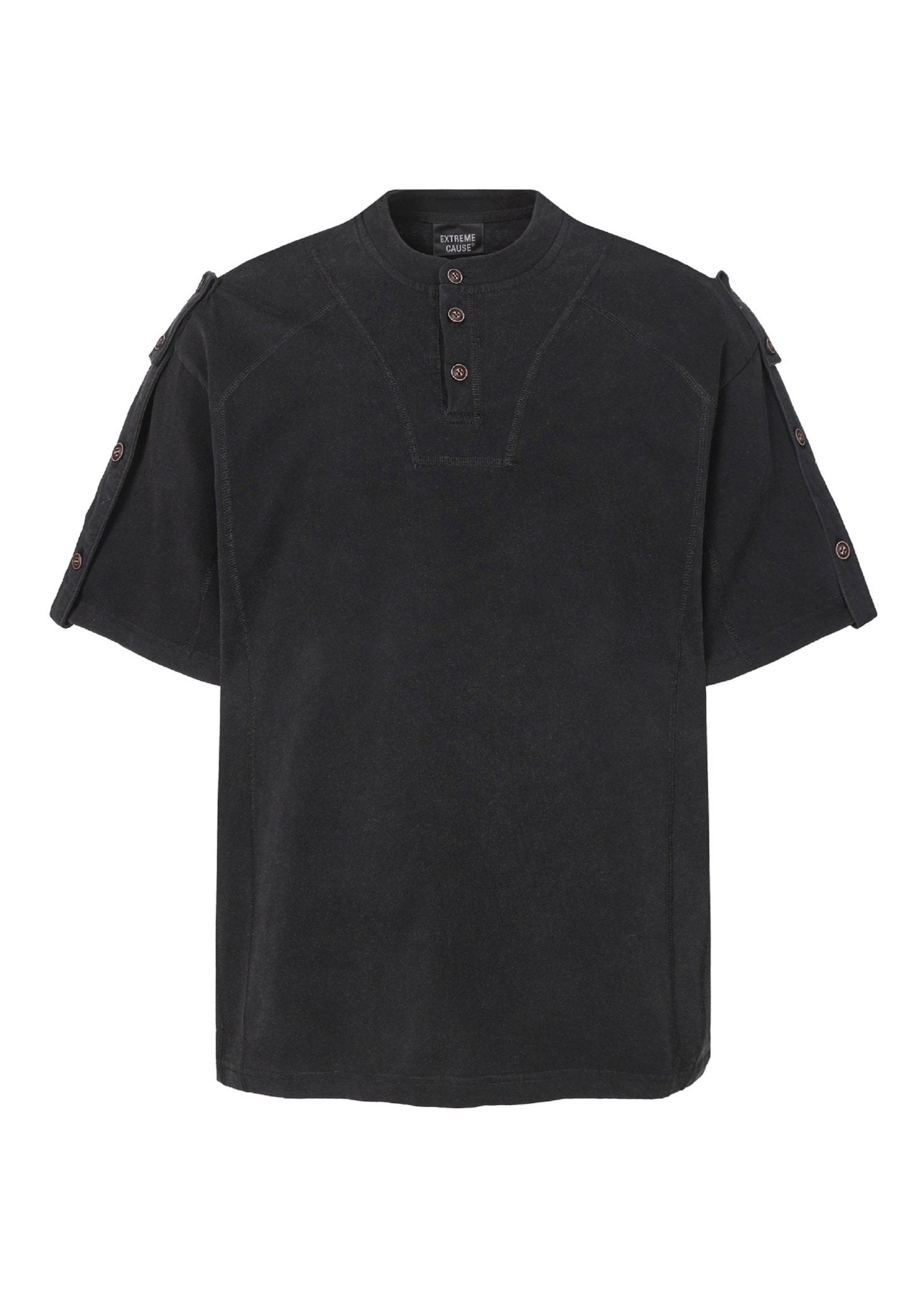 Minimal Streetwear Button Neck Tee - Rick Circus