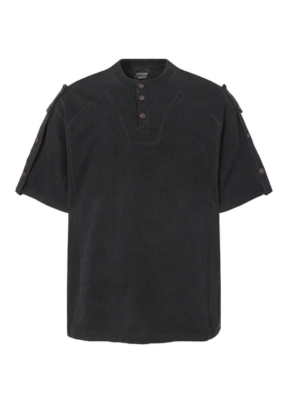 Minimal Streetwear Button Neck Tee - Rick Circus