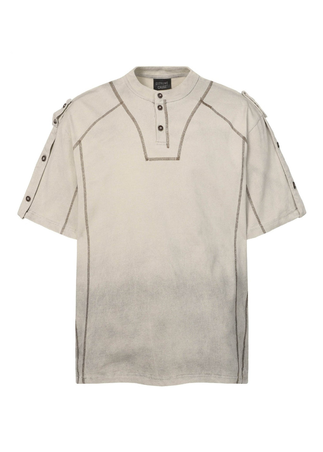 Minimal Streetwear Button Neck Tee - Rick Circus