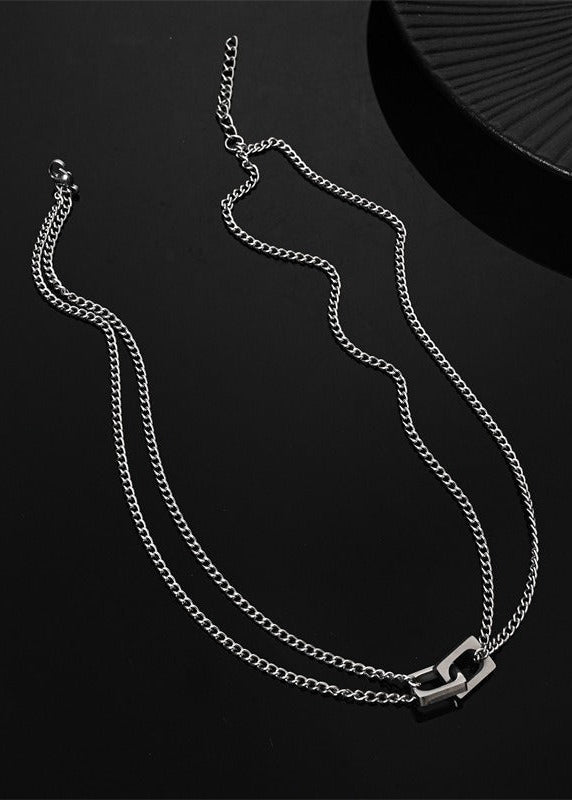Minimalist Clasp Pendant Double Layer Chain Necklace - Rick Circus