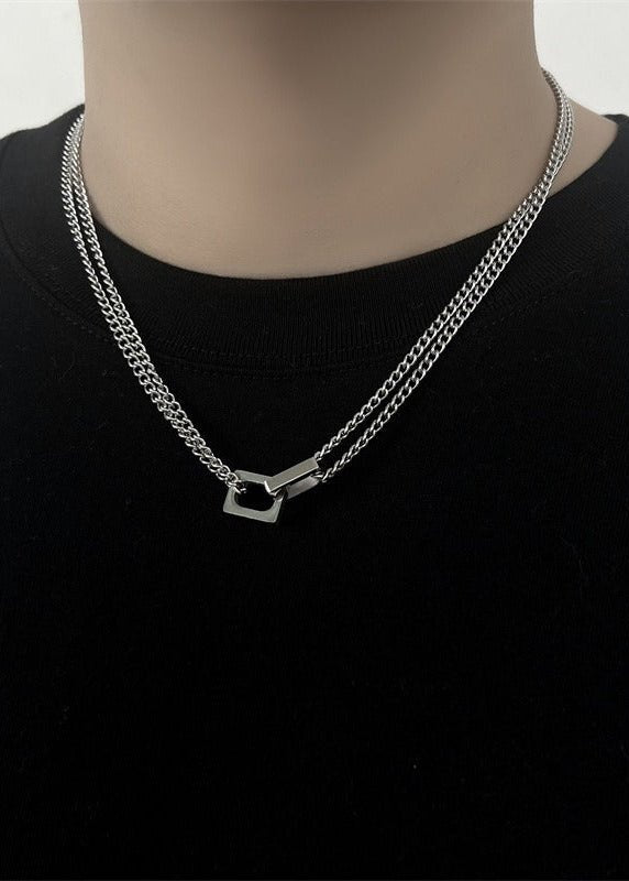 Minimalist Clasp Pendant Double Layer Chain Necklace - Rick Circus