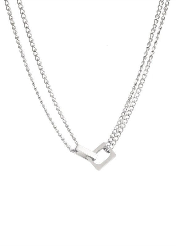 Minimalist Clasp Pendant Double Layer Chain Necklace - Rick Circus