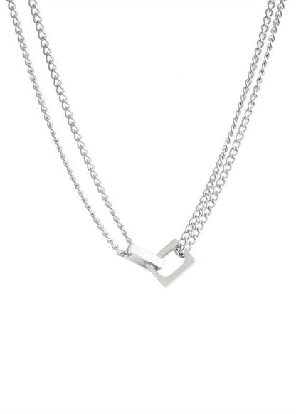 Minimalist Clasp Pendant Double Layer Chain Necklace - Rick Circus