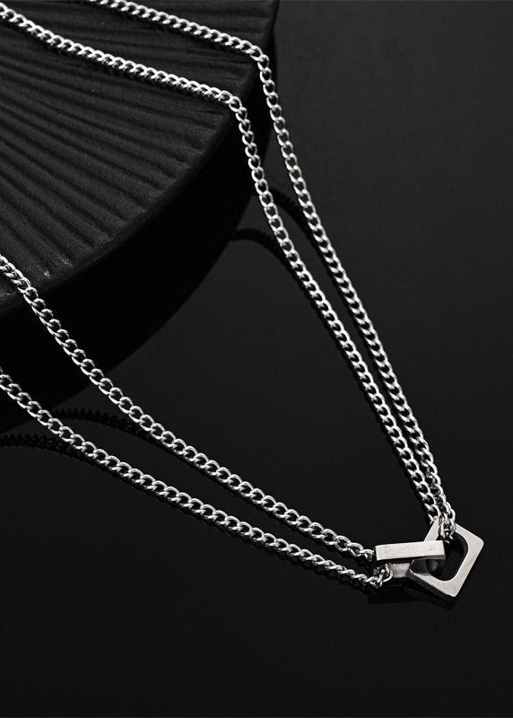 Minimalist Clasp Pendant Double Layer Chain Necklace - Rick Circus