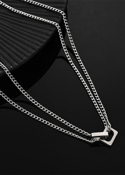Minimalist Clasp Pendant Double Layer Chain Necklace - Rick Circus