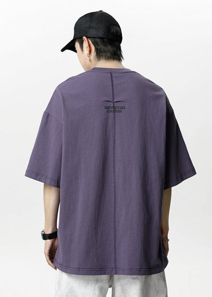 Minimalist Embroidered Oversized T-Shirt with Gratitude Back Print - Rick Circus