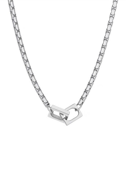 Minimalist Interlocking Square Pendant Necklace - Rick Circus